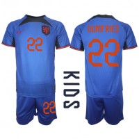Netherlands Denzel Dumfries #22 Replica Away Minikit World Cup 2022 Short Sleeve (+ pants)